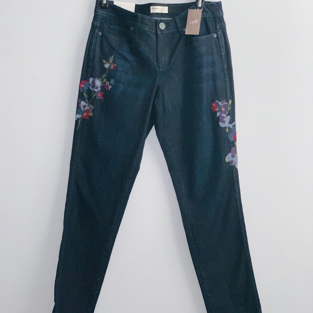 NWT J.Jill Embroidered Floral Jeans